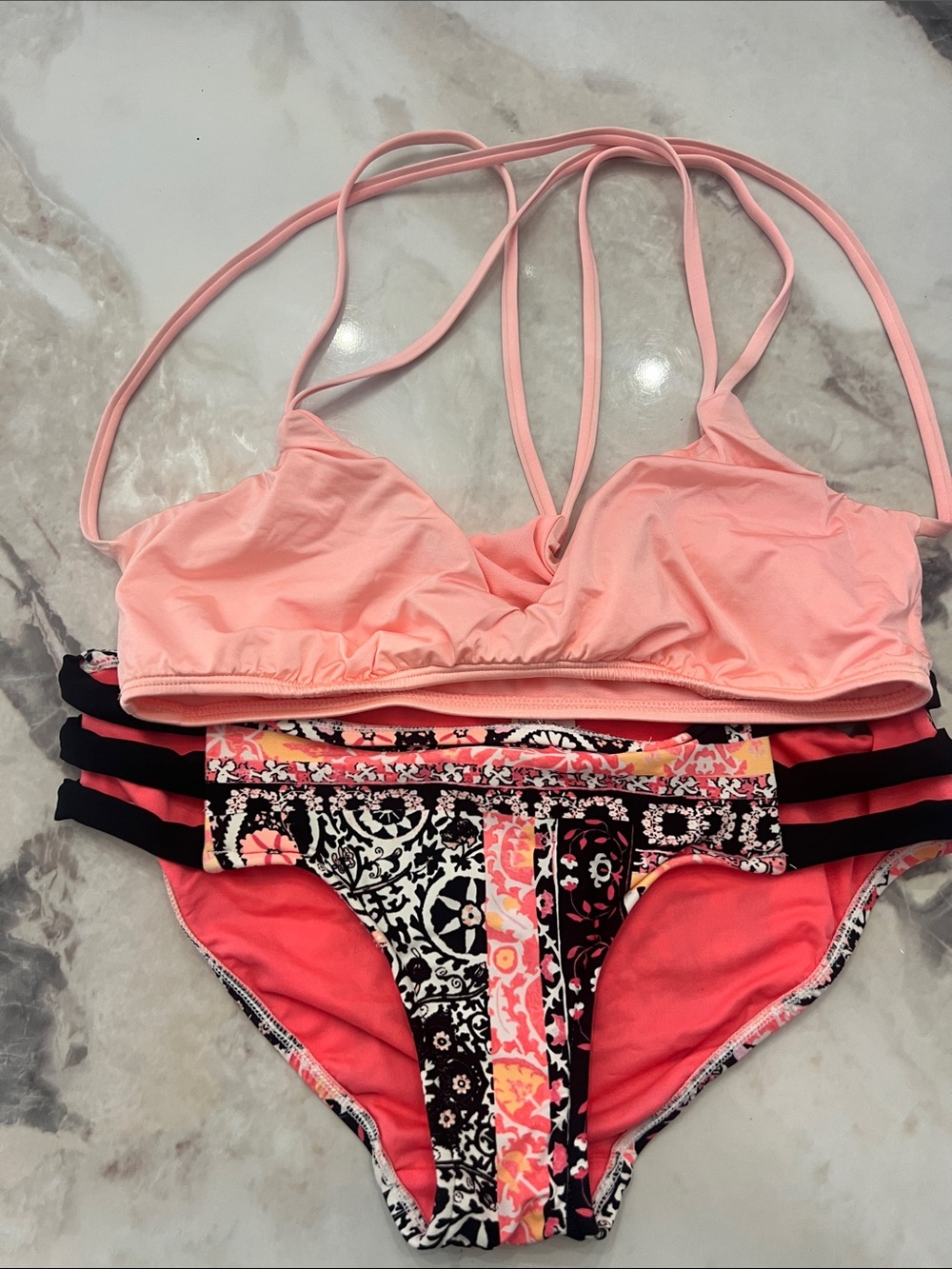 Seafolly Coral and Blush Mix Print Bikini Set